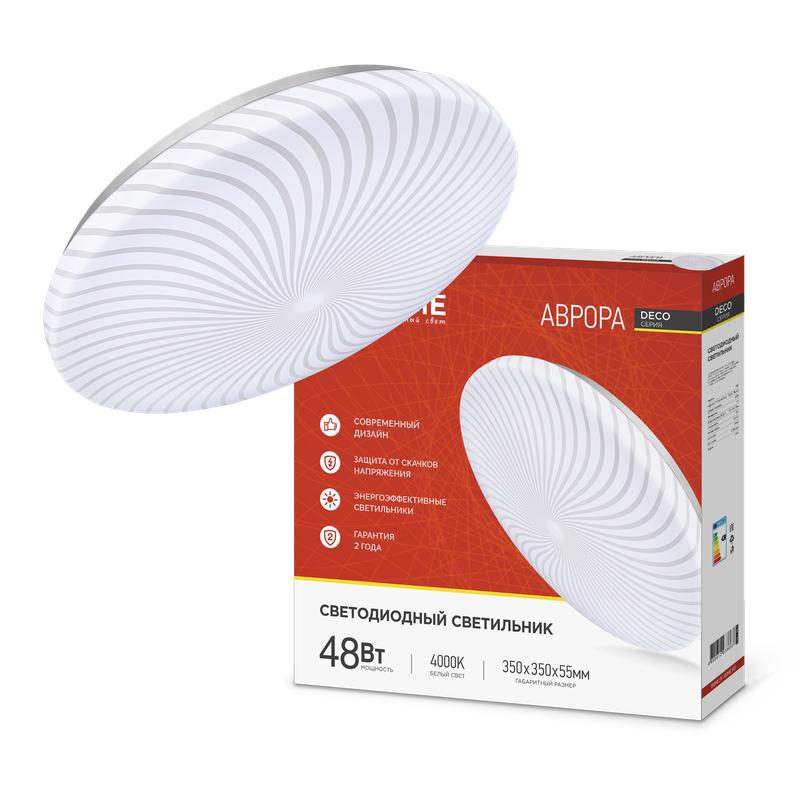Рекомендуем купить Светильник светодиодный DECO 48Вт 230В 4000К 3120лм 370х50мм АВРОРА IN HOME 4690612038698