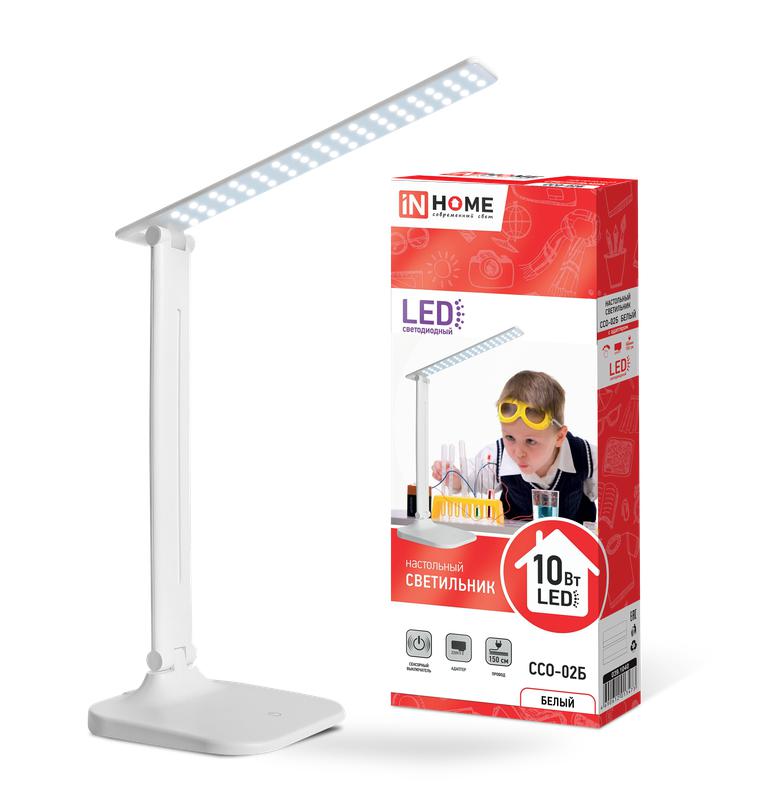 Рекомендуем купить Светильник настольный светодиодный ССО 02Б 10Вт 4000К 625лм сенсор-диммер адаптер бел. IN HOME 4690612013473