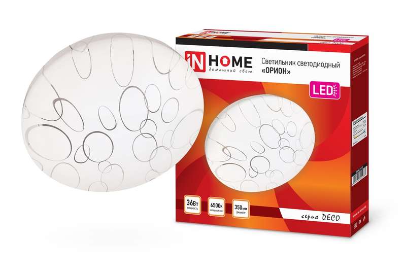 Рекомендуем купить Светильник светодиодный DECO ОРИОН 36Вт 230В 6500К 2340лм 350мм IN HOME 4690612025087
