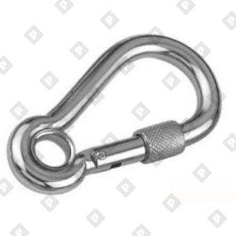 Карабин пружинный с резьбовой предохранительной втулкой и кольцом ART 8232 10x100, нерж. сталь A4 - №1