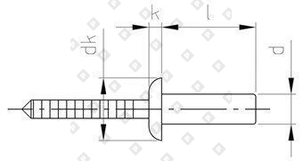 Заклепка вытяжная закрытая ISO 16585 4x6 со стандартным бортом, нерж. сталь A2 / нерж. сталь Sst - №4