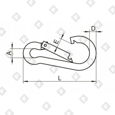 Карабин пожарный с фиксатором DIN 5299D 15x195, оц. сталь - №2