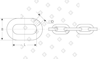 Цепь короткозвенная DIN 766 Ø3x16, нерж. сталь A2 - №2