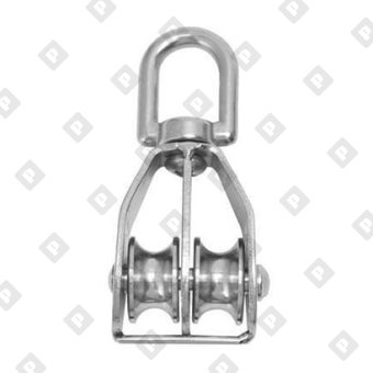 Блок двойной 1/2" (15 мм) с вертл. и металлическим диском, оц. сталь - №2