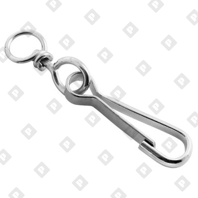 Карабин DIN 4293 пружинный тип 125 (тип А) 50мм с вертлюгом, оц. сталь - №1