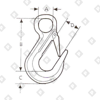 Крюк грузовой с проушиной и защелкой (SALK) 12.5 т, кл.пр. 8 - №2