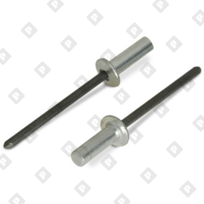 Заклепка вытяжная закрытая 3,2x9,5 со стандартным бортом, алюминий / фосфат. сталь - №1