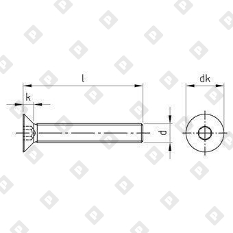 Винт ISO 10642 (DIN 7991) M6x80 с потайной головкой и внутренним шестигранником, нерж. сталь А4 - №2