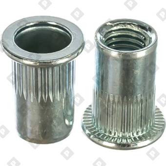 Заклепка М5x12 с внутренней резьбой, насечками и цилиндрическим бортом, оц. сталь - №1
