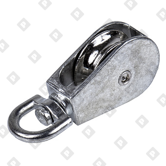 Блок одинарный 2" (50 мм) с вертл. и металлическим диском, оц. сталь - №3