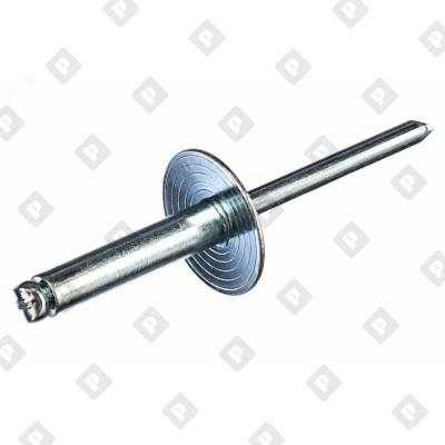 Заклепка вытяжная открытая 4,8x18 с экстра увеличенным бортом 16 мм, оц. сталь / оц. сталь - №1