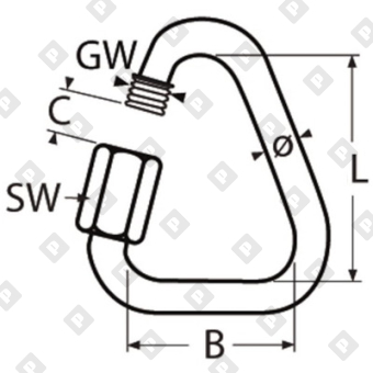 Карабин винтовой дельтавидный ART 8489 4 мм, нерж. сталь A4 - №2