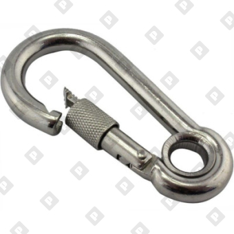 Карабин пружинный с резьбовой предохранительной втулкой и кольцом ART 8232 10x100, нерж. сталь A4 - №3