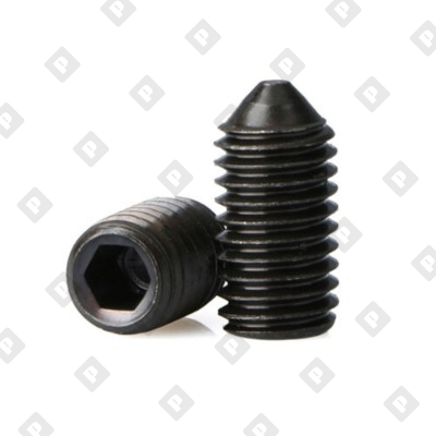 Винт установочный DIN 914 М6x8  с заостренным концом и внутренним шестигранником, кл. пр. 12.9, фос. покрытие - №1