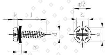 DIN 7976 A2 C 4,8X16 SZ, EPDM-washer 12 мм - №4