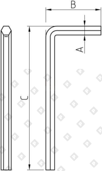Ключ L-образный  шестигранный DIN 911, внутренний SW4, оц. сталь - №2
