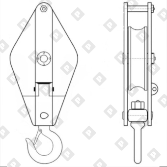 Блок одинарный монтажный грузовой HQGK с крюком, г/п 0.5т - №2