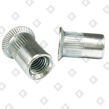 Заклепка M5x13.5 с внутренней резьбой и потайным бортиком, с насечками, алюминий - №1